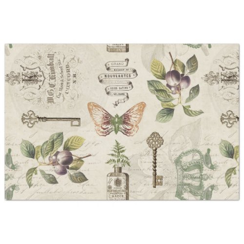 BUTTERFLY PLUM VINTAGE APOTHECARY TISSUE PAPER