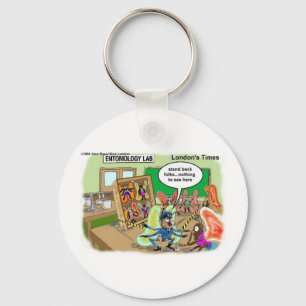 Butterfly Police Offbeat Cartoon Funny Gifts & Tee Keychain