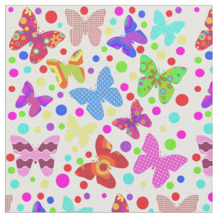 Butterfly polka dot colorful cute animal nursery fabric