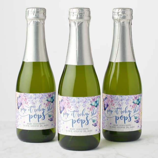 Butterfly Pop It When She Pop Mini Sparkling Wine  Label (Bottles)