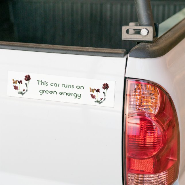 Butterfly Poppy Flowers Eco Art Bumper Sticker (On Truck)