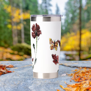 Butterfly Poppy Flowers Floral Insulated Tumbler