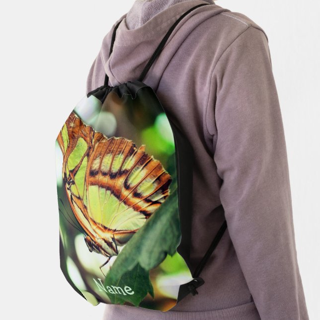 Butterfly Posing Close Up Personalized Drawstring Bag (Insitu)