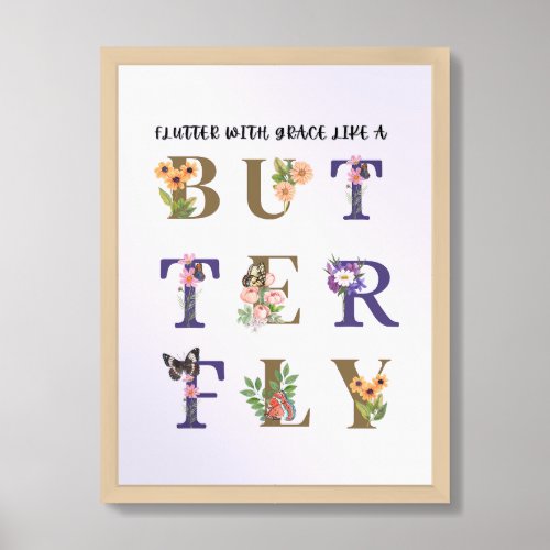 Butterfly positive quote  framed art