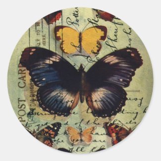 Butterfly Postcard Classic Round Sticker