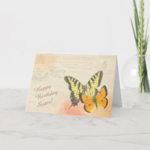 Butterfly Postcard Sister Birthday Greeting