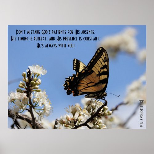 Butterfly Poster w Verse from Deuteronomy 316