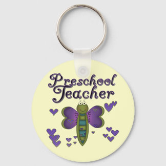 Butterfly Preschool Teacher Tshirts and Gifts Keychain