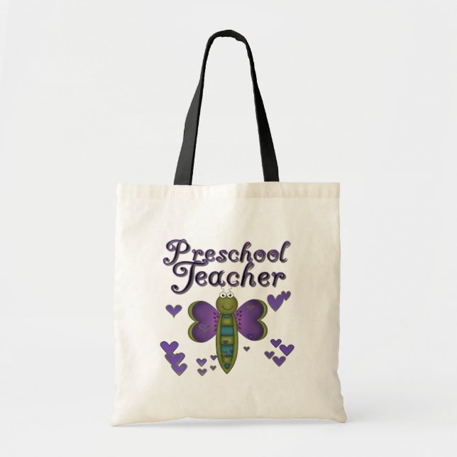Butterfly Preschool Teacher Tshirts and Gifts Tote Bag (Front)