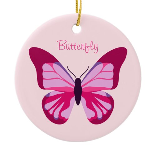 Butterfly Pretty Pink Purple Ceramic Ornament