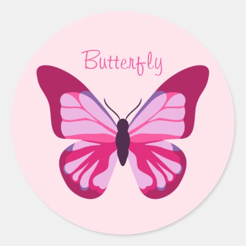 Butterfly Pretty Pink Purple Classic Round Sticker