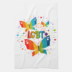Butterfly Pride Love is Love LGBT Awareness Kitchen Towel