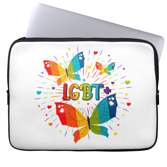 Butterfly Pride Love is Love LGBT Awareness Laptop Sleeve (Front)