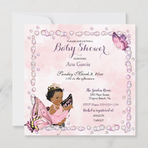 Butterfly Princess Baby Girl  Invitation