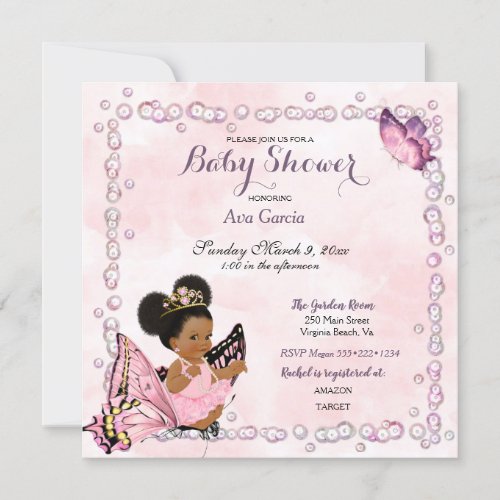 Butterfly Princess Baby Girl Puffs Invitation