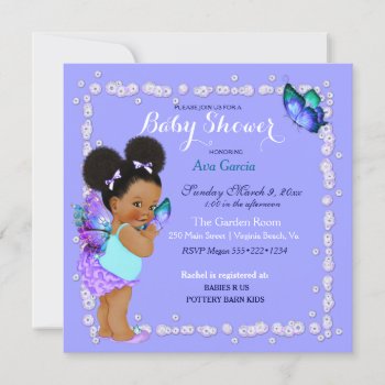 Butterfly Princess Baby Girl Purple Turquoise Invi Invitation by HydrangeaBlue at Zazzle