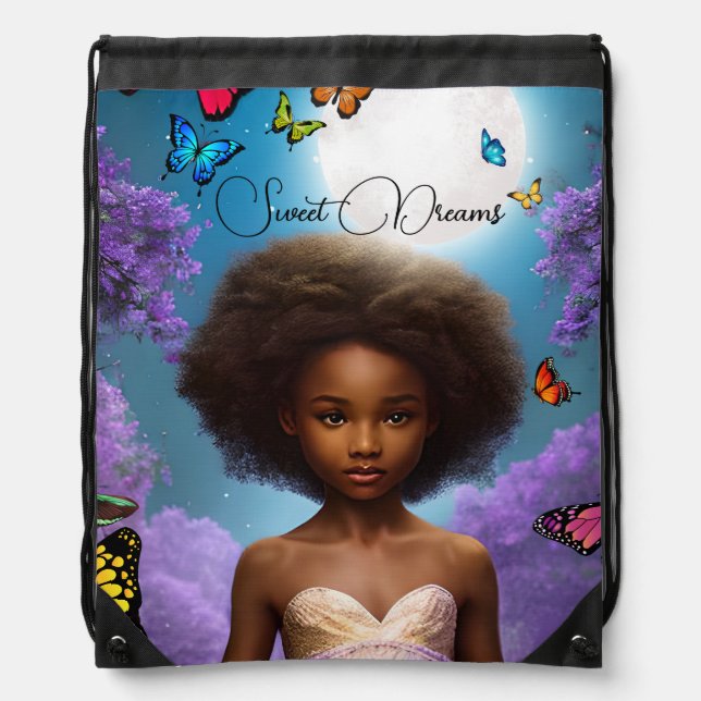 Butterfly Princess Drawstring Backpack  (Front)