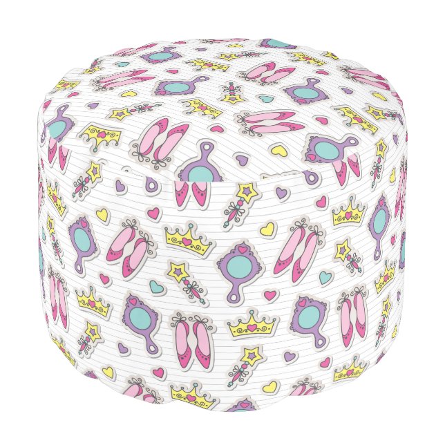 butterfly princess pattern pouf (Angled Front)