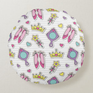 butterfly princess pattern round pillow
