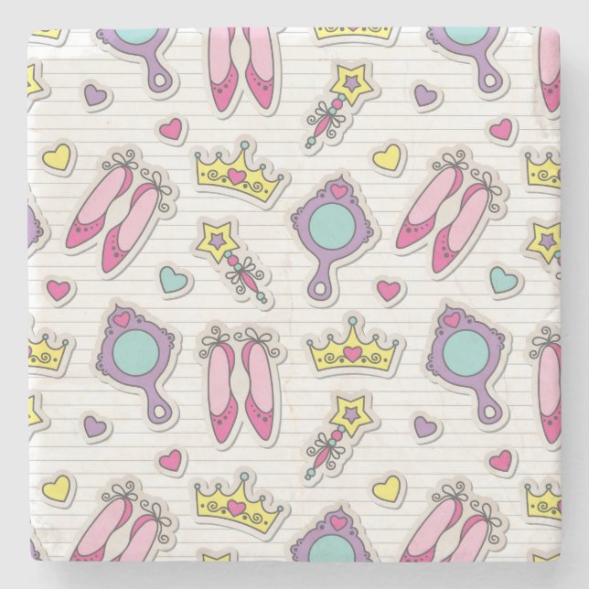 butterfly princess pattern stone coaster (Front)