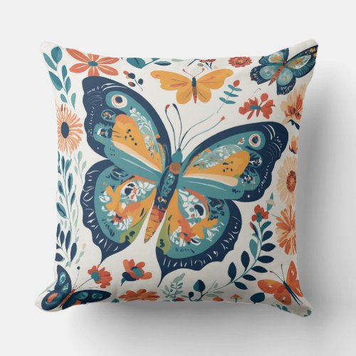 Butterfly printed Throw Pillow