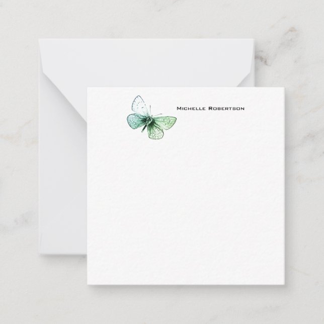 Butterfly Professional Minimalist Plain Modern Note Card (Front)