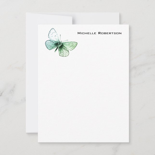 Butterfly Professional Minimalist Plain Modern Note Card (Front)