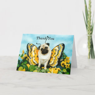 Butterfly Pug Thank You Card