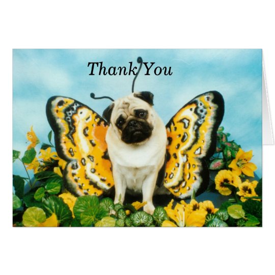 Butterfly Pug Thank You Card | Zazzle.com