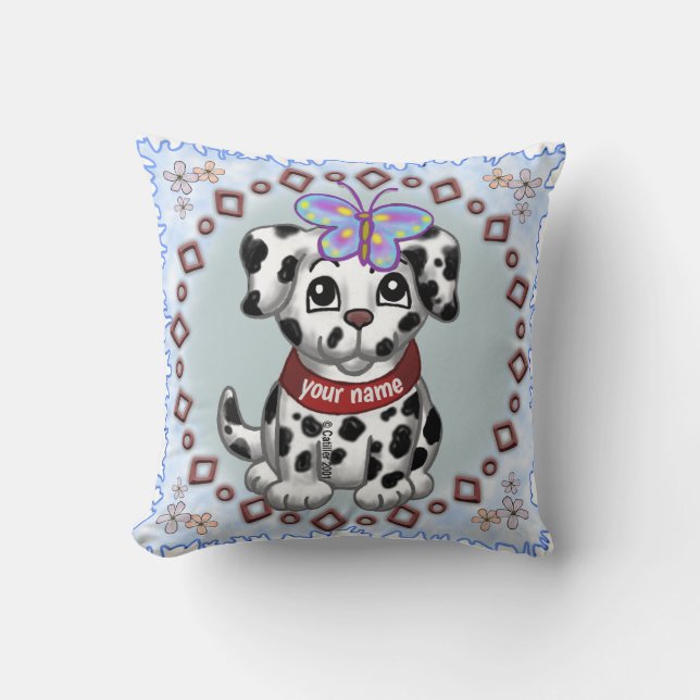 Butterfly Puppy dog Throw Pillow (Front)