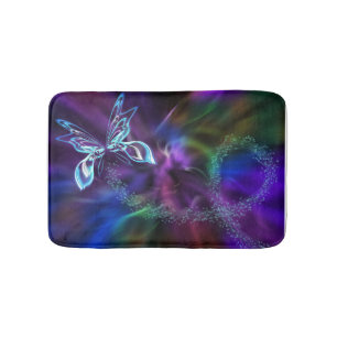 Butterfly Purple Abstract Bath Mat