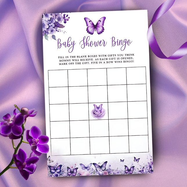 Butterfly Purple Bingo Baby Shower Game (Creator Uploaded)