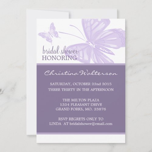 Butterfly Purple Bridal Shower Invites