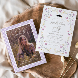 Butterfly Purple Class of 2025 Photo Graduation Invitation