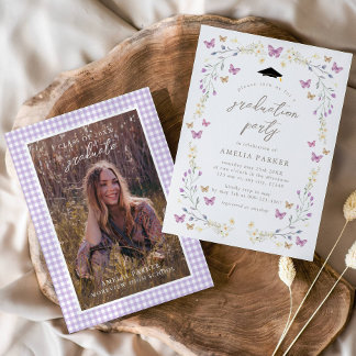 Butterfly Purple Class of 2025 Photo Graduation Invitation