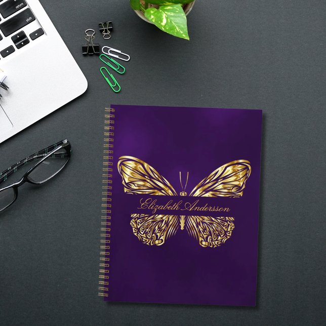 Butterfly purple gold elegant name notebook (Creator Uploaded)