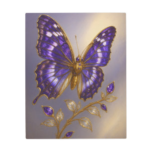 Butterfly Purple Gold Luxury Elegant Gift Metal Print