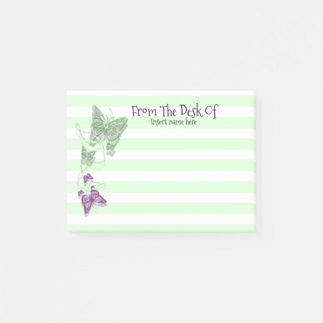 Butterfly purple green nature insects woman's post-it notes (Front)