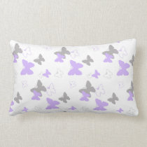 Butterfly Purple Lavender Gray Grey Baby Girl Lumbar Pillow