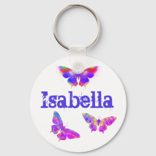 Butterfly Purple Pink Colourful for Girls Add Name Keychain