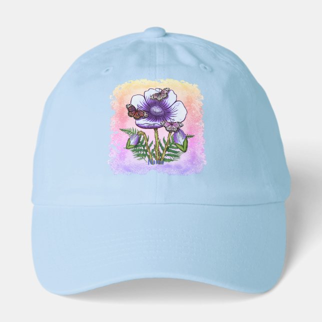 Butterfly Purple Poppy  Hat (Front)