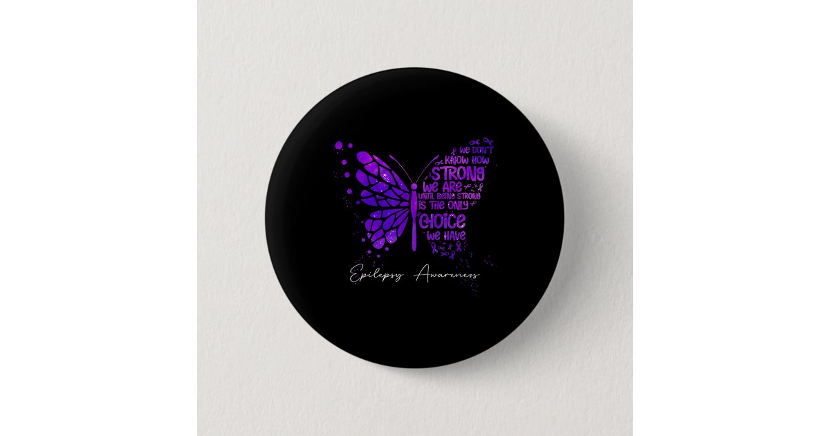 Butterfly Purple Ribbon Epilepsy Awareness Button | Zazzle
