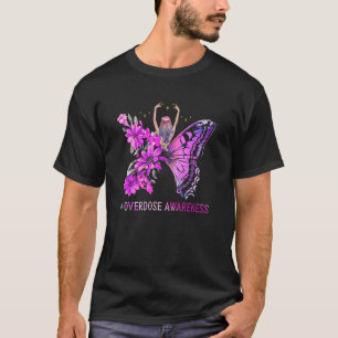 Butterfly Purple Ribbon Overdose Awareness Month L T-Shirt