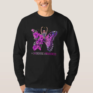 Butterfly Purple Ribbon Overdose Awareness Month L T-Shirt