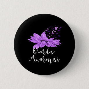Butterfly Purple Ribbon Sunflower Overdose Awarene Button