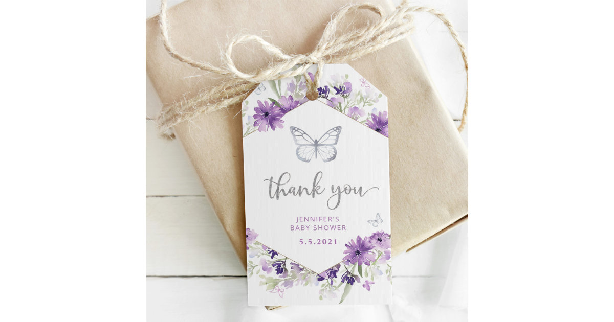 Butterfly Party Favor Tags, Thank You Tags