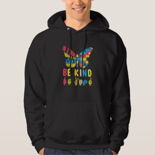Butterfly Puzzle Be Kind Sign Language Hand Autism Hoodie