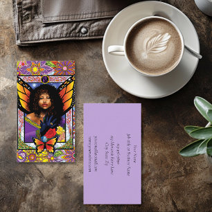 Butterfly Queen Fairy Stained Glass Purple Business Card