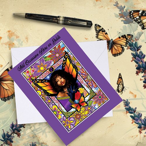 Butterfly Queen Fairy  Stained Glass Purple