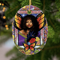 Butterfly Queen Fairy  Stained Glass Purple
